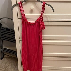 Pink Ruffled Strap Dress